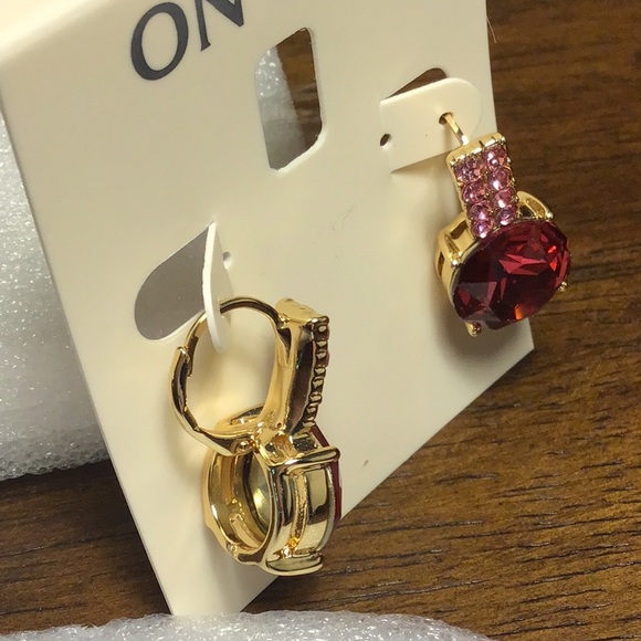 On 34th Earrings Pierced Statement Pink Gold Drop Tower NWT $39.50 - Picture 2 of 4